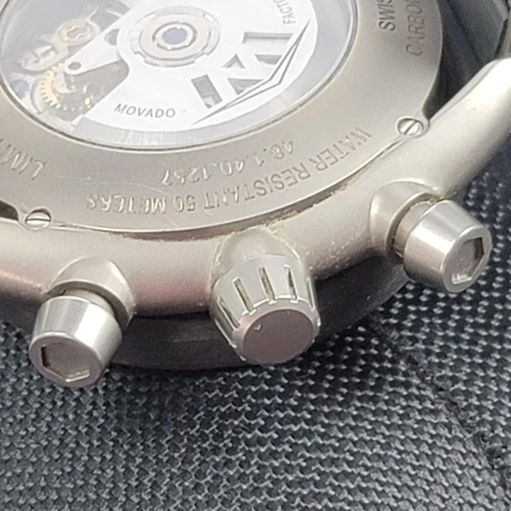 Movado Parlee Auto/Chronograph 16/75 Blue Limited Edition Watch $8500 MSRP